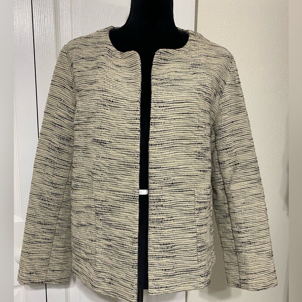 -EILEEN FISHER handwoven Organic Cotton Blazer with pockets size L